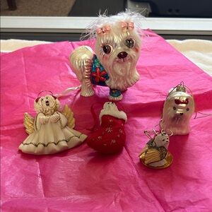 Colorful Dog and Angel Ornaments Set